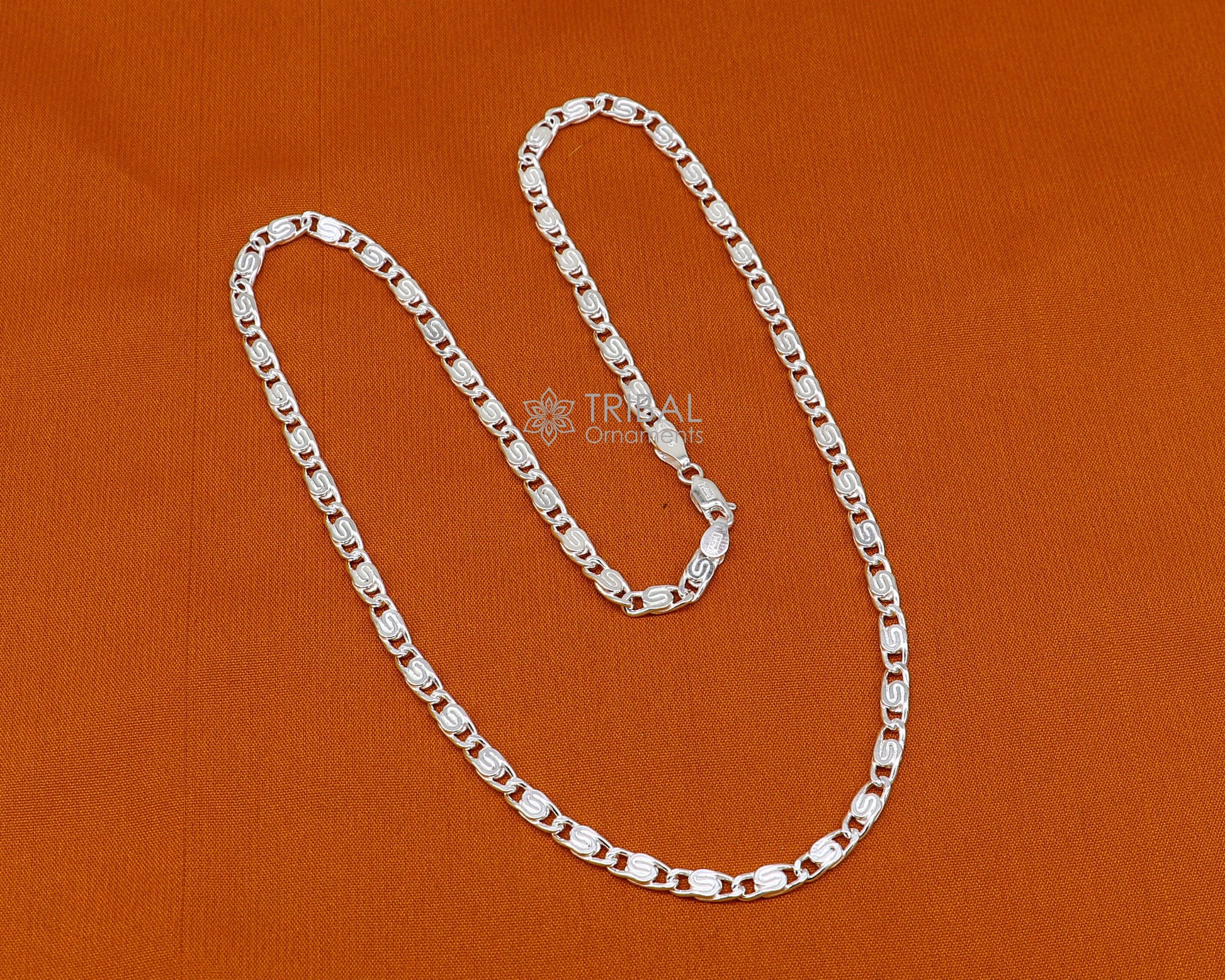 20" 3.5 MM 925 sterling silver handmade solid fancy stylish silver chain necklace nawabi chain best gifting jewelry from India ch226 - TRIBAL ORNAMENTS