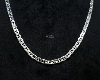 20-inch 3.5mm TRIBAL ORNAMENTS sterling silver Nawabi chain, stylish handmade unisex jewelry, ideal for gifting.