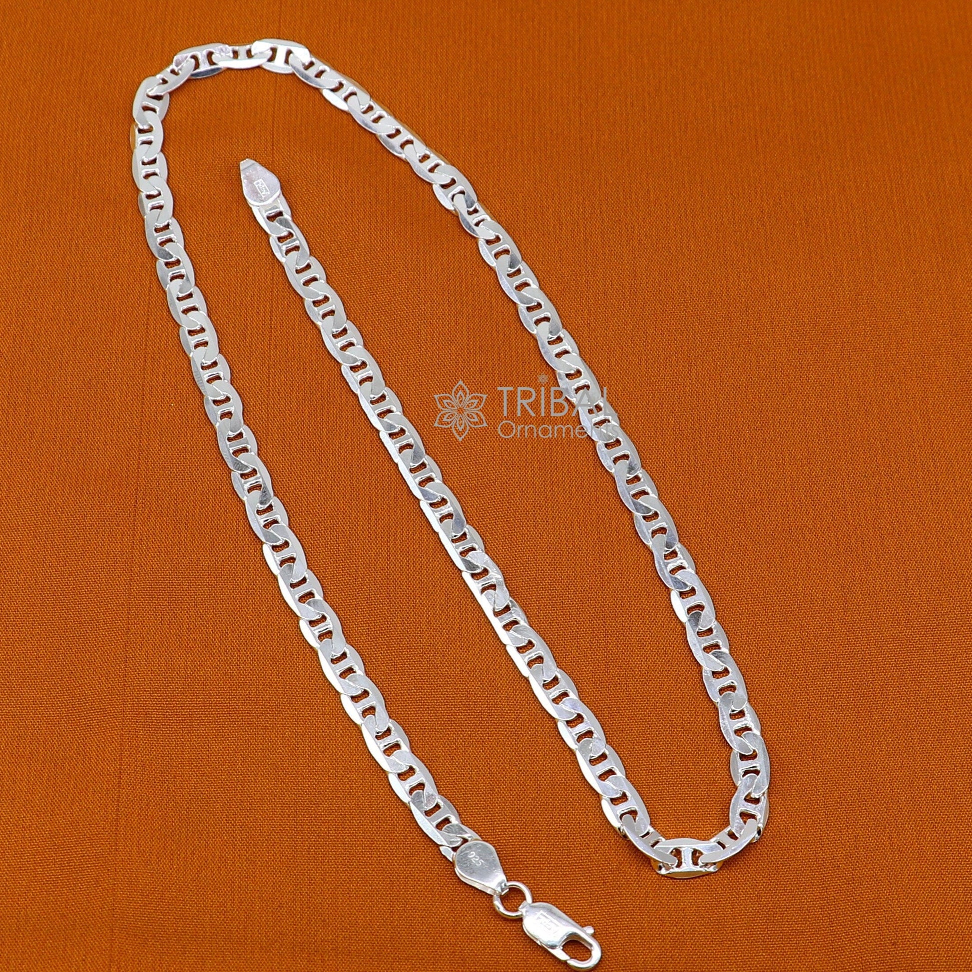 20" 3.5 MM 925 sterling silver handmade solid fancy stylish silver chain necklace Nawabi chain best gifting jewelry from India ch229 - TRIBAL ORNAMENTS
