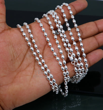 20" 4MM 925 sterling silver beaded chains for adding elegance and sparkle to any outfit their captivating beauty and graceful movement CH219 - TRIBAL ORNAMENTS