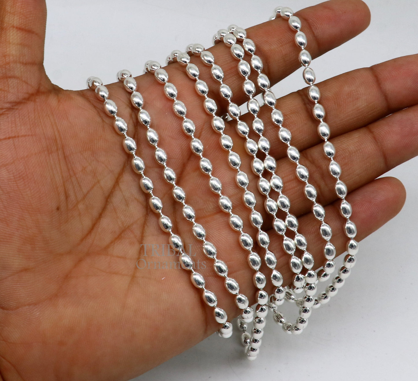20" 4MM 925 sterling silver beaded chains for adding elegance and sparkle to any outfit their captivating beauty and graceful movement CH219 - TRIBAL ORNAMENTS