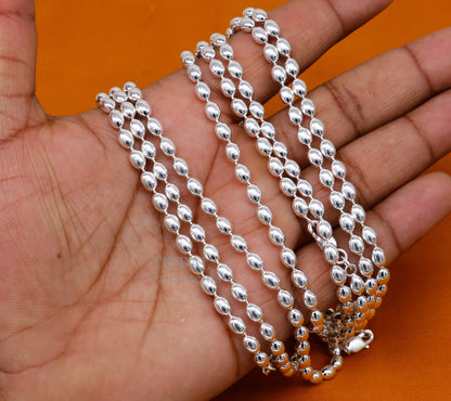 20" 4MM 925 sterling silver beaded chains for adding elegance and sparkle to any outfit their captivating beauty and graceful movement CH219 - TRIBAL ORNAMENTS
