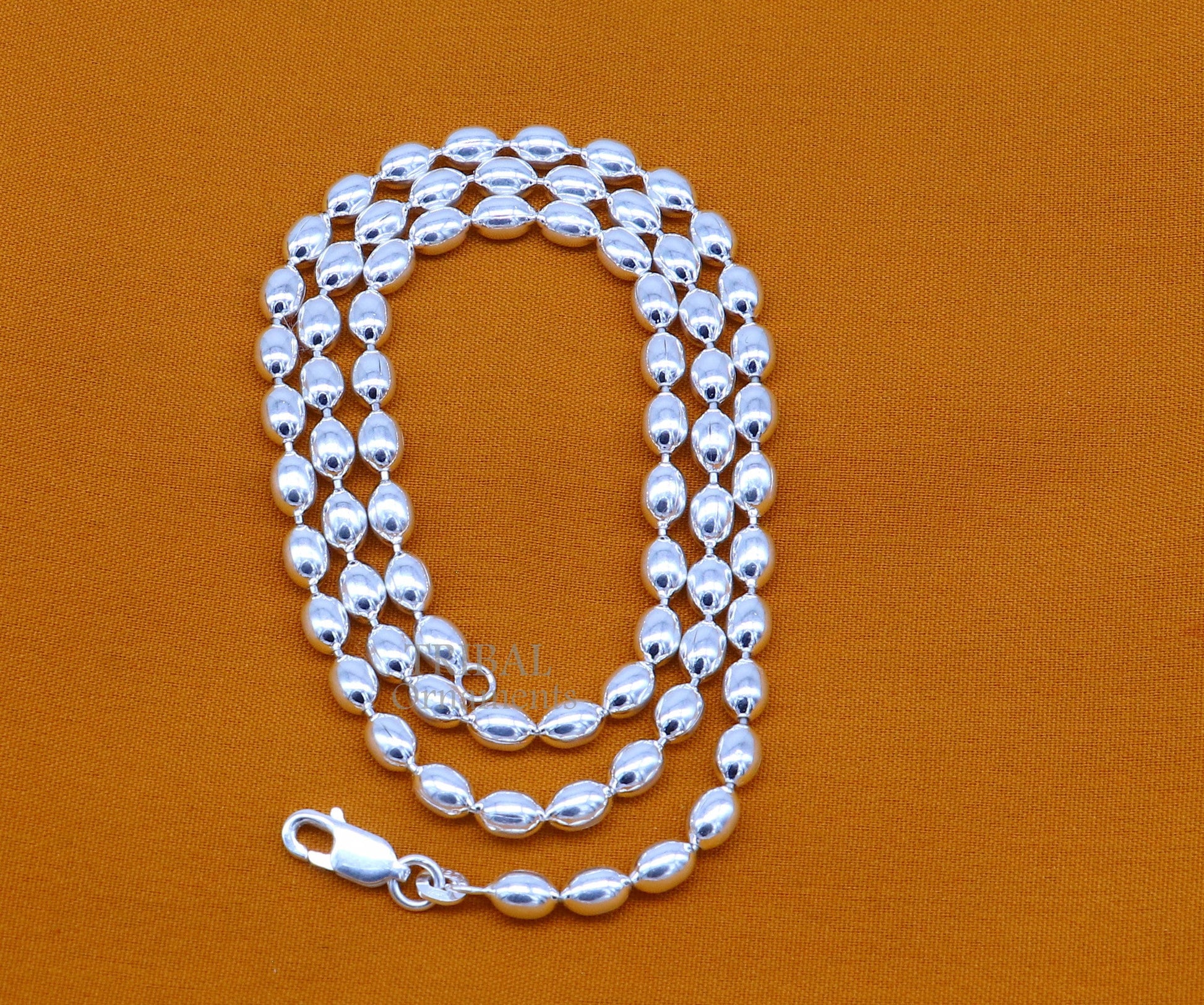 20" 4MM 925 sterling silver beaded chains for adding elegance and sparkle to any outfit their captivating beauty and graceful movement CH219 - TRIBAL ORNAMENTS