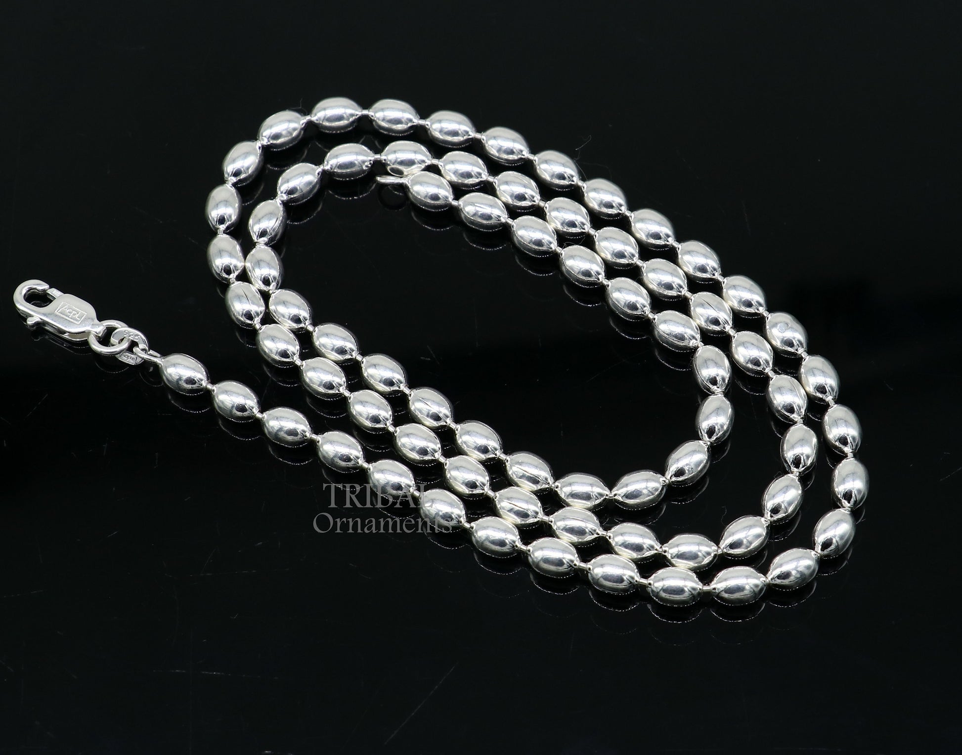 20" 4MM 925 sterling silver beaded chains for adding elegance and sparkle to any outfit their captivating beauty and graceful movement CH219 - TRIBAL ORNAMENTS