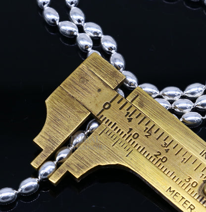 20" 4MM 925 sterling silver beaded chains for adding elegance and sparkle to any outfit their captivating beauty and graceful movement CH219 - TRIBAL ORNAMENTS