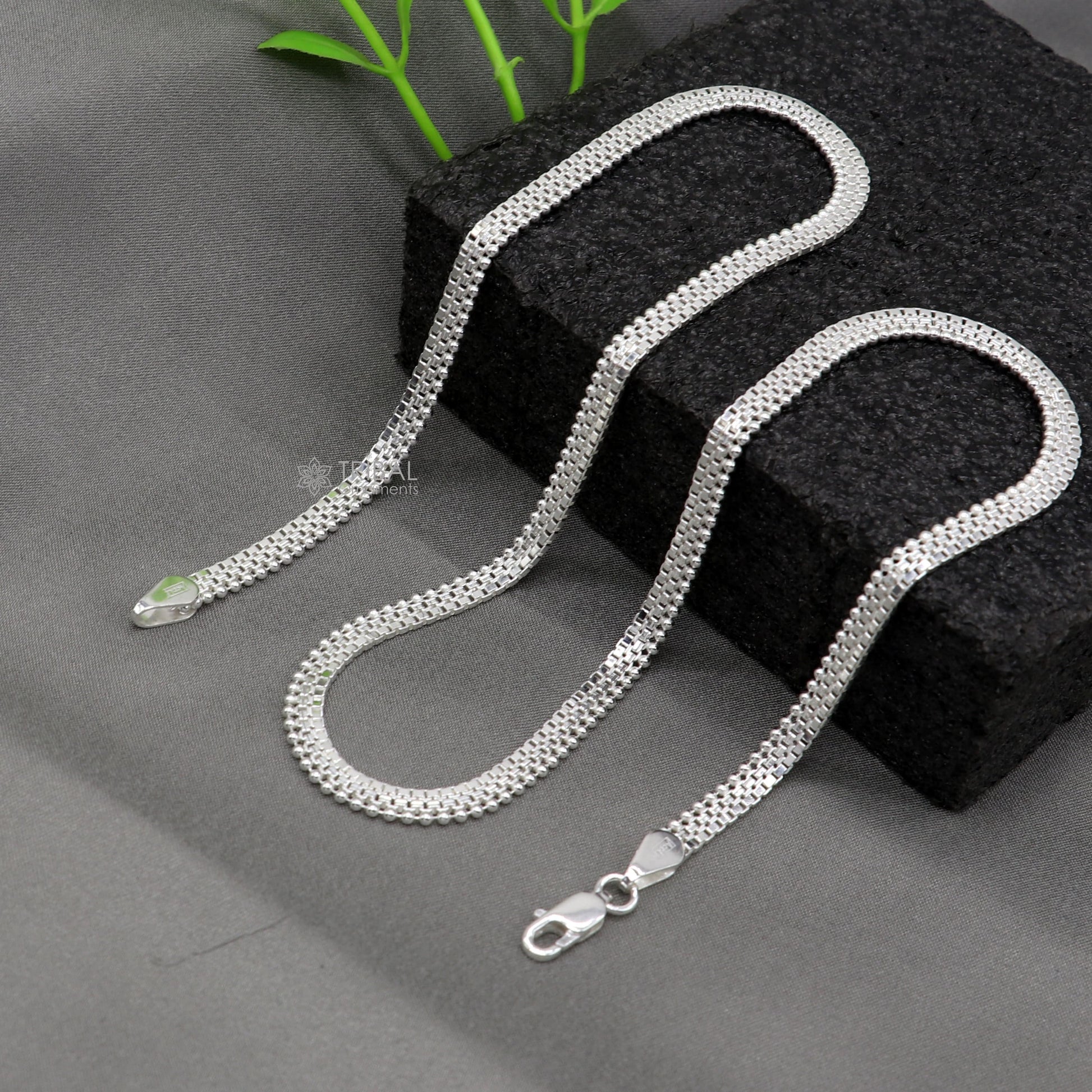 20" 4mm 925 sterling silver handmade amazing delicate solid waved beads high quality chains necklace, best gifting necklace chain ch579 - TRIBAL ORNAMENTS