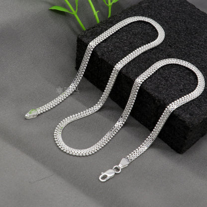 20-inch 4mm sterling silver necklace chain with delicate waved beads, handcrafted by TRIBAL ORNAMENTS, high-quality jewelry accessory