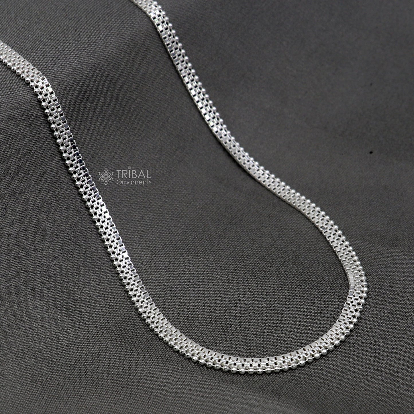 20" 4mm 925 sterling silver handmade amazing delicate solid waved beads high quality chains necklace, best gifting necklace chain ch579 - TRIBAL ORNAMENTS