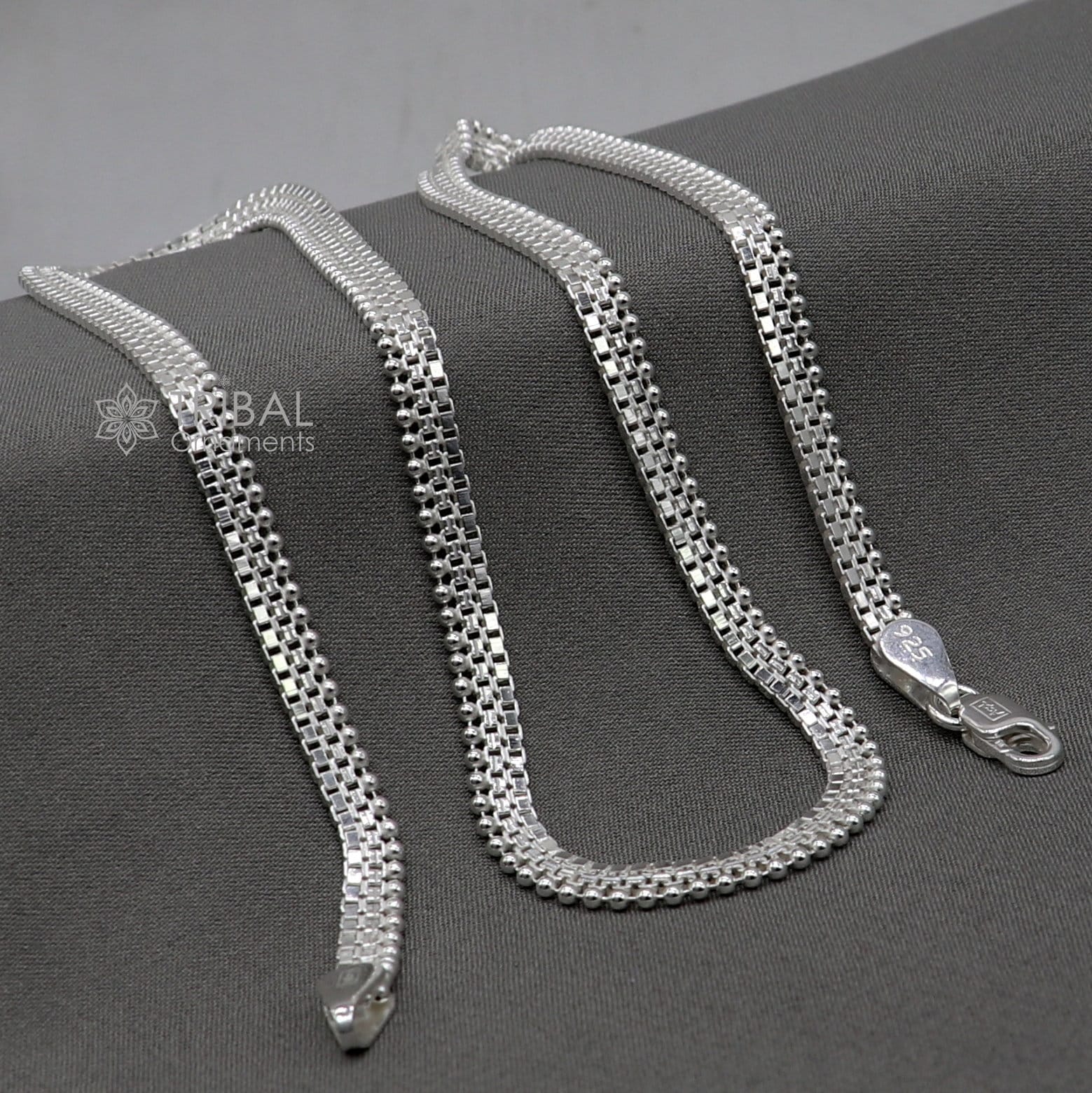 20" 4mm 925 sterling silver handmade amazing delicate solid waved beads high quality chains necklace, best gifting necklace chain ch579 - TRIBAL ORNAMENTS