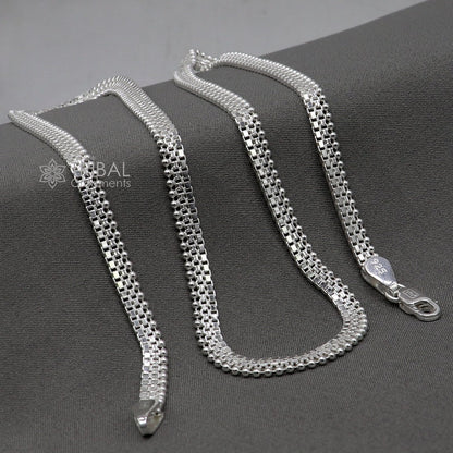 Sterling silver 20-inch necklace chain with delicate waved beads, handcrafted by Tribal Ornaments, high-quality jewelry for gifting