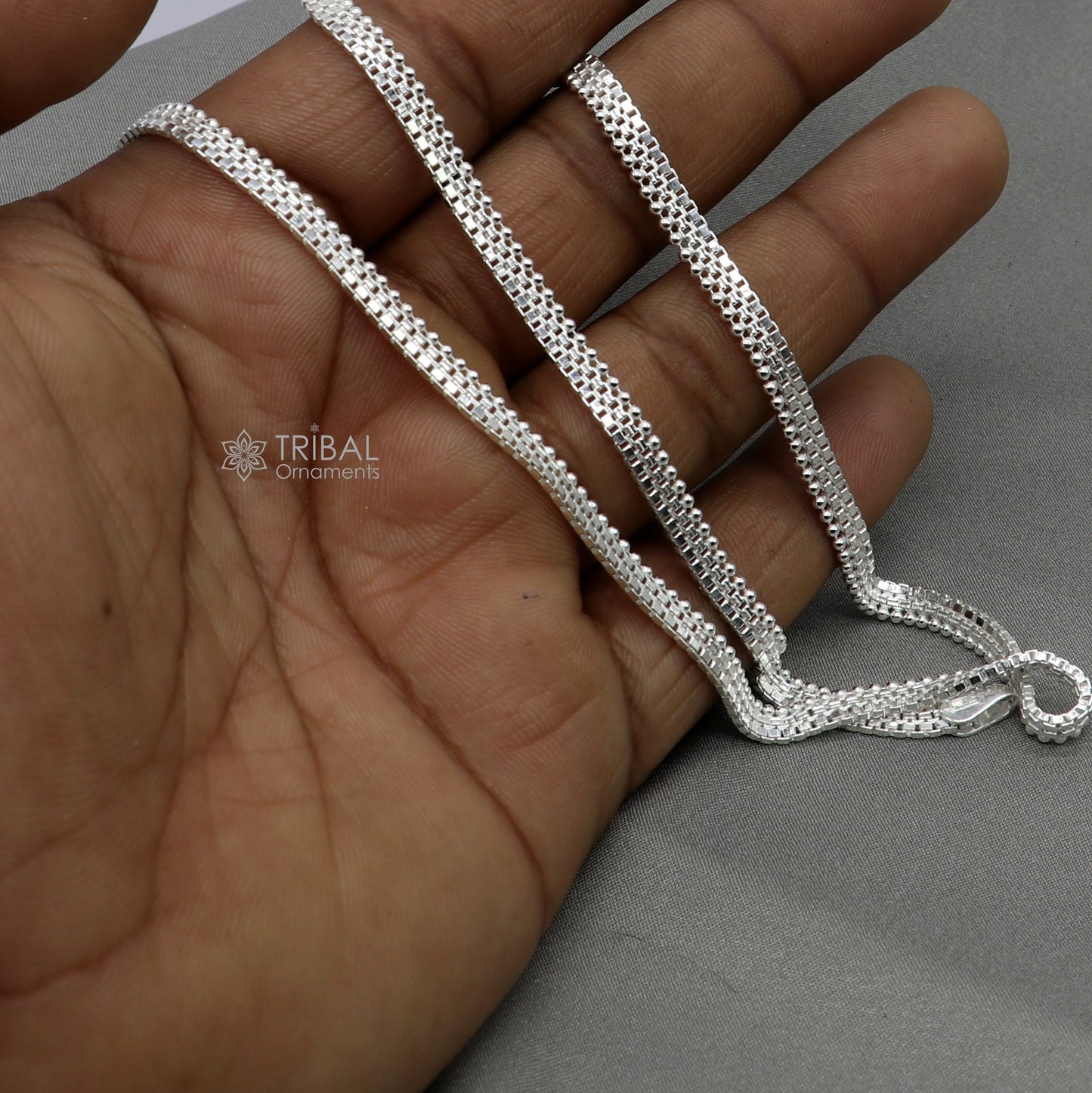 20" 4mm 925 sterling silver handmade amazing delicate solid waved beads high quality chains necklace, best gifting necklace chain ch579 - TRIBAL ORNAMENTS