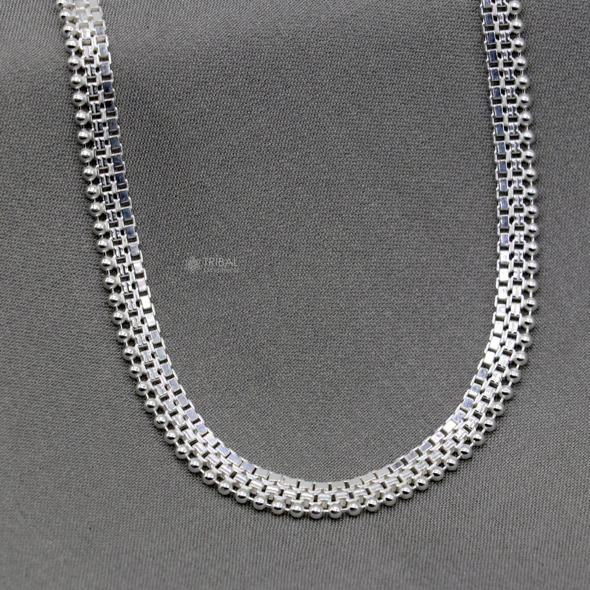 20" 4mm 925 sterling silver handmade amazing delicate solid waved beads high quality chains necklace, best gifting necklace chain ch579 - TRIBAL ORNAMENTS
