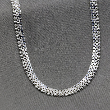 20-inch 4mm sterling silver necklace with delicate waved beads, handcrafted by TRIBAL ORNAMENTS, perfect for elegant gifting.