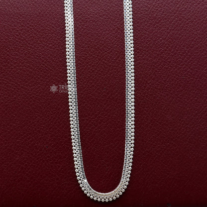 20-inch 4mm sterling silver necklace chain with delicate waved beads, handcrafted by Tribal Ornaments, ideal for gift-giving.