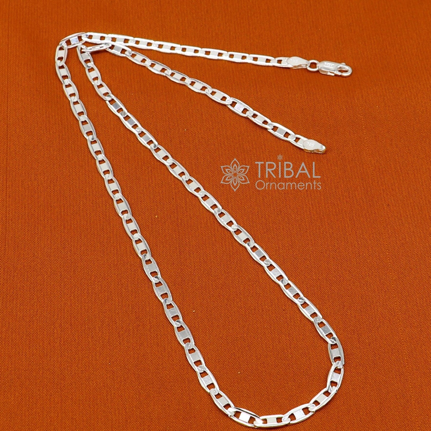 20" 4MM 925 sterling silver handmade solid fancy stylish silver chain necklace Nawabi chain best gifting jewelry from India ch242 - TRIBAL ORNAMENTS