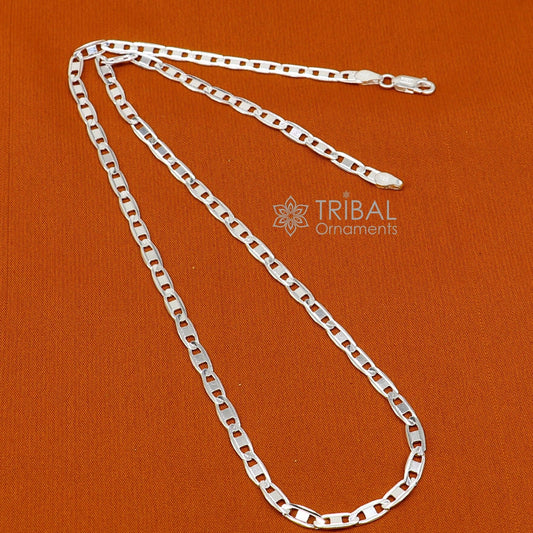 20" 4MM 925 sterling silver handmade solid fancy stylish silver chain necklace Nawabi chain best gifting jewelry from India ch242 - TRIBAL ORNAMENTS