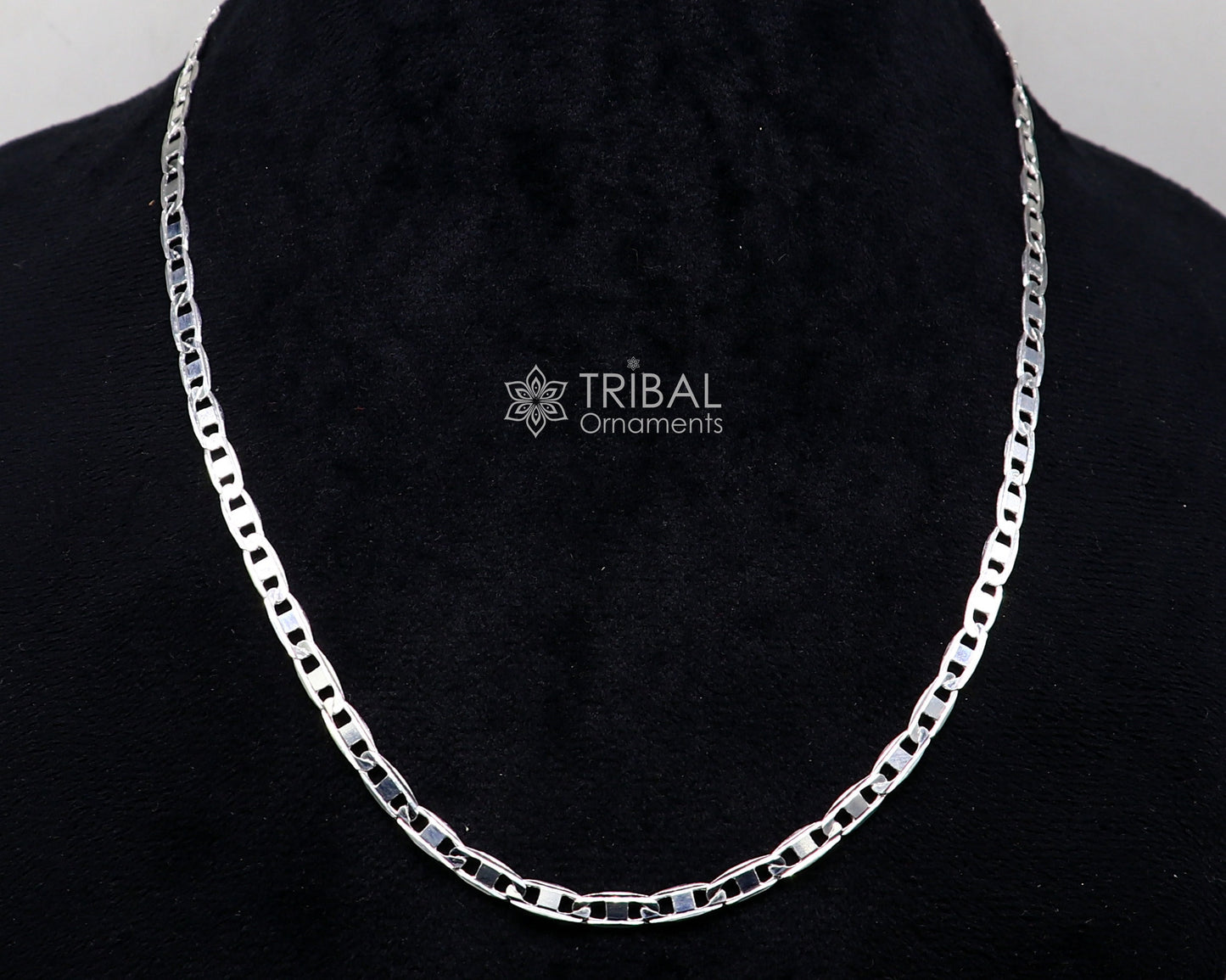20" 4MM 925 sterling silver handmade solid fancy stylish silver chain necklace Nawabi chain best gifting jewelry from India ch242 - TRIBAL ORNAMENTS