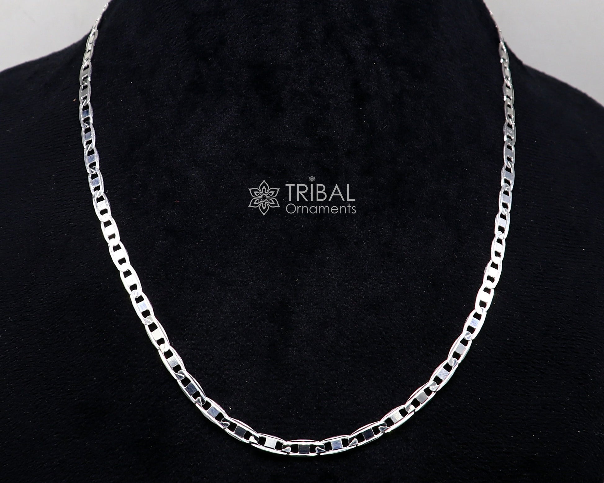 20" 4MM 925 sterling silver handmade solid fancy stylish silver chain necklace Nawabi chain best gifting jewelry from India ch242 - TRIBAL ORNAMENTS