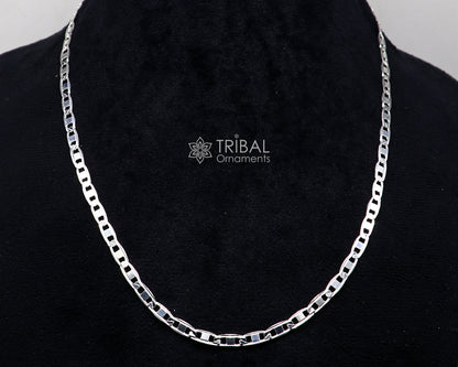 20-inch 4mm sterling silver Nawabi chain necklace by TRIBAL ORNAMENTS, stylish handmade jewelry for men, ideal for gifting.