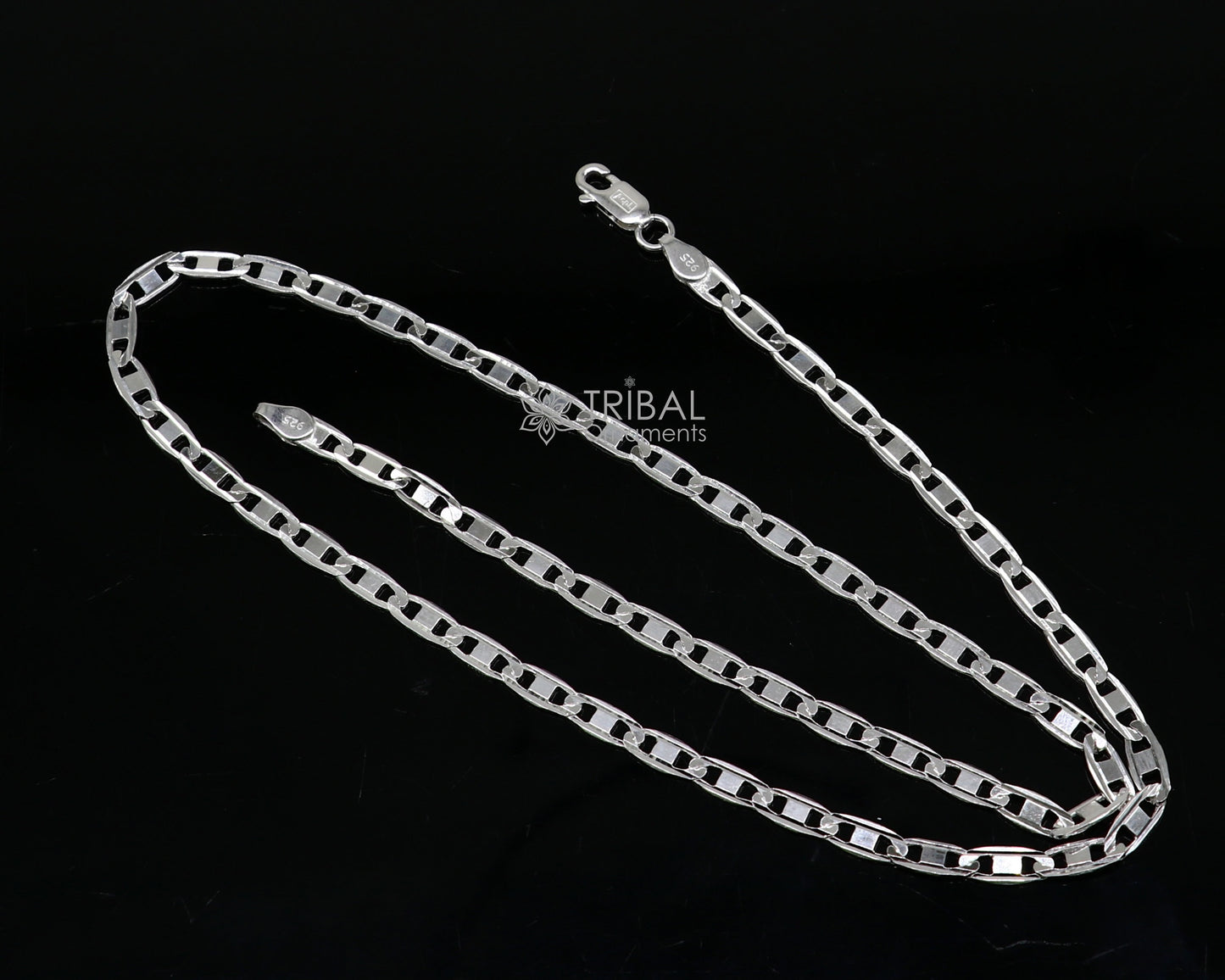 20" 4MM 925 sterling silver handmade solid fancy stylish silver chain necklace Nawabi chain best gifting jewelry from India ch242 - TRIBAL ORNAMENTS