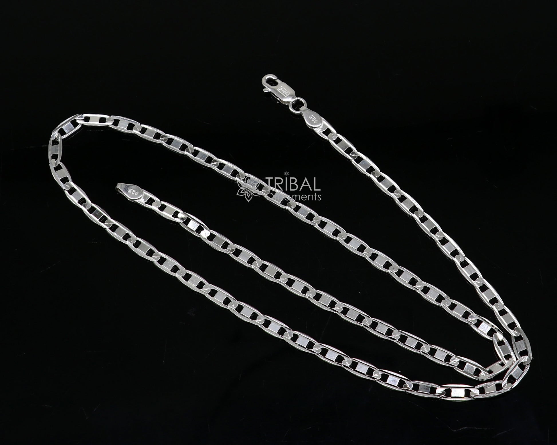 20" 4MM 925 sterling silver handmade solid fancy stylish silver chain necklace Nawabi chain best gifting jewelry from India ch242 - TRIBAL ORNAMENTS