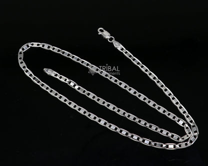 20-inch 4mm sterling silver Nawabi chain necklace by Tribal Ornaments, stylish handmade men's jewelry, perfect gift from India.
