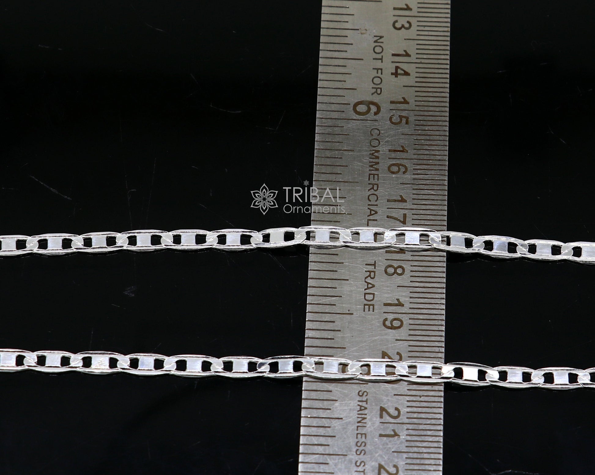 20" 4MM 925 sterling silver handmade solid fancy stylish silver chain necklace Nawabi chain best gifting jewelry from India ch242 - TRIBAL ORNAMENTS