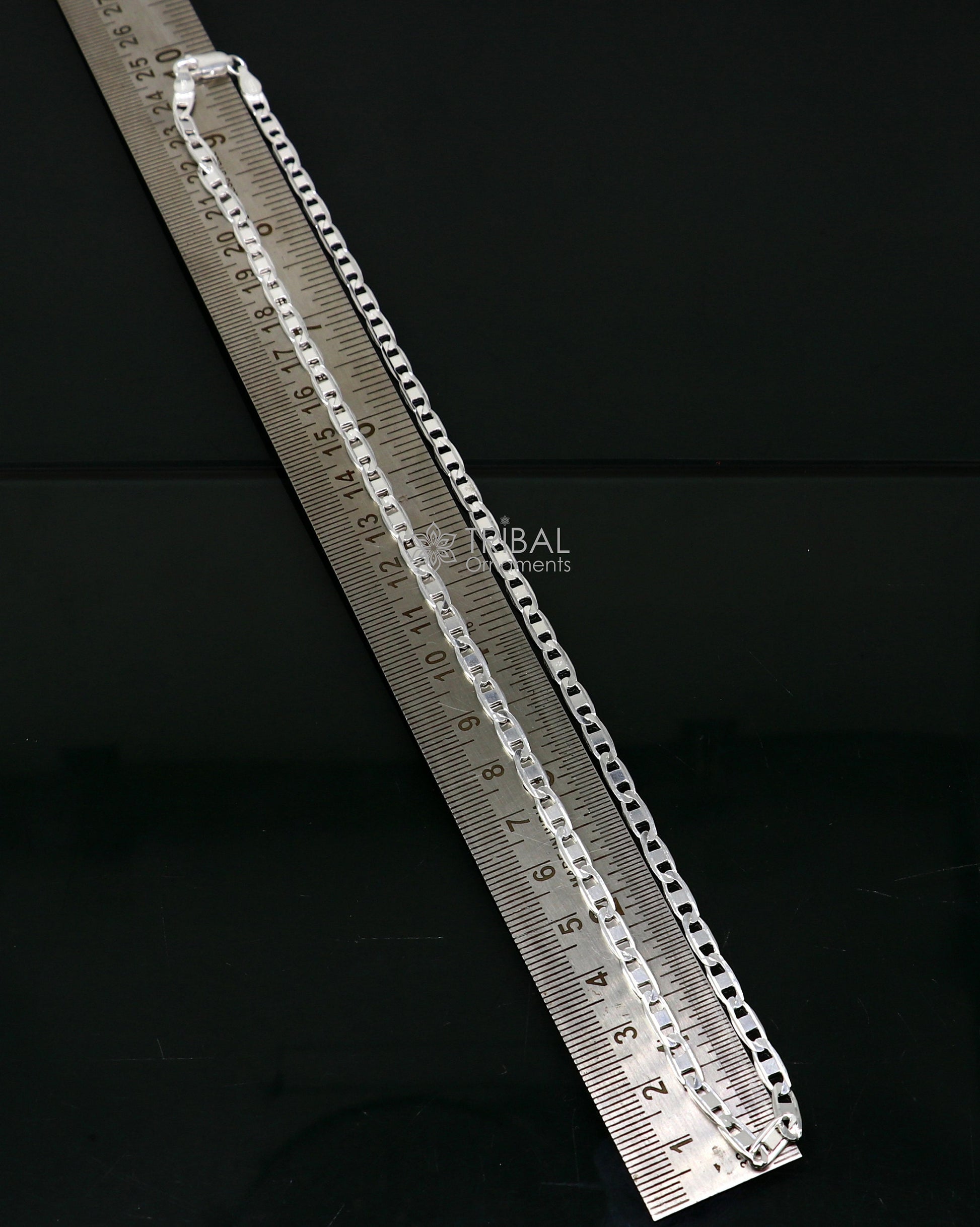 20" 4MM 925 sterling silver handmade solid fancy stylish silver chain necklace Nawabi chain best gifting jewelry from India ch242 - TRIBAL ORNAMENTS