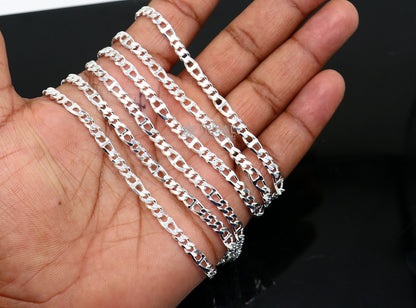 20-inch 4mm sterling silver Nawabi chain by Tribal Ornaments, showcasing a stylish handmade solid silver necklace for men.