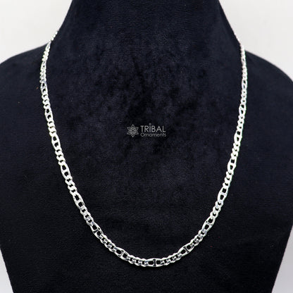 20-inch 4mm sterling silver Nawabi chain necklace by Tribal Ornaments, featuring handmade solid silver jewelry for men.