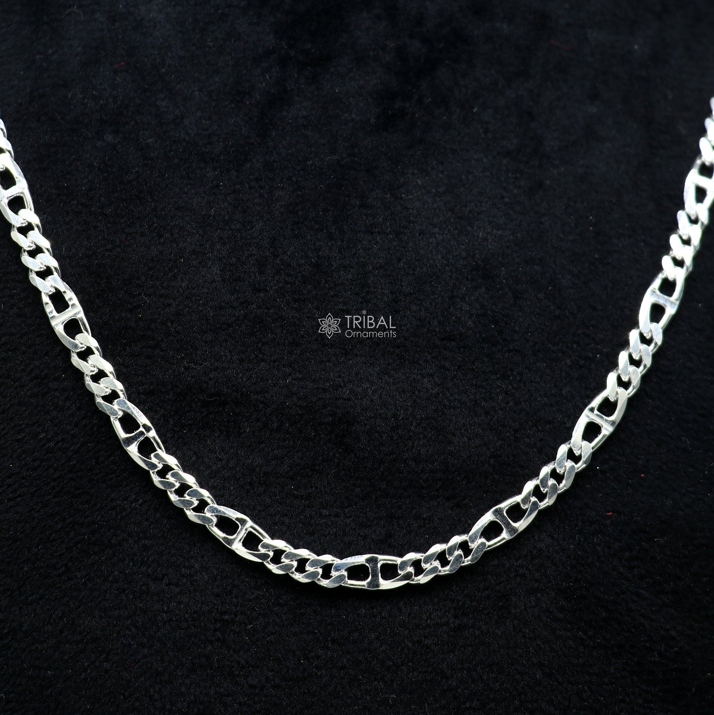 20" 4MM 925 sterling silver handmade solid fancy stylish silver chain necklace Nawabi chain best gifting jewelry from India ch244 - TRIBAL ORNAMENTS