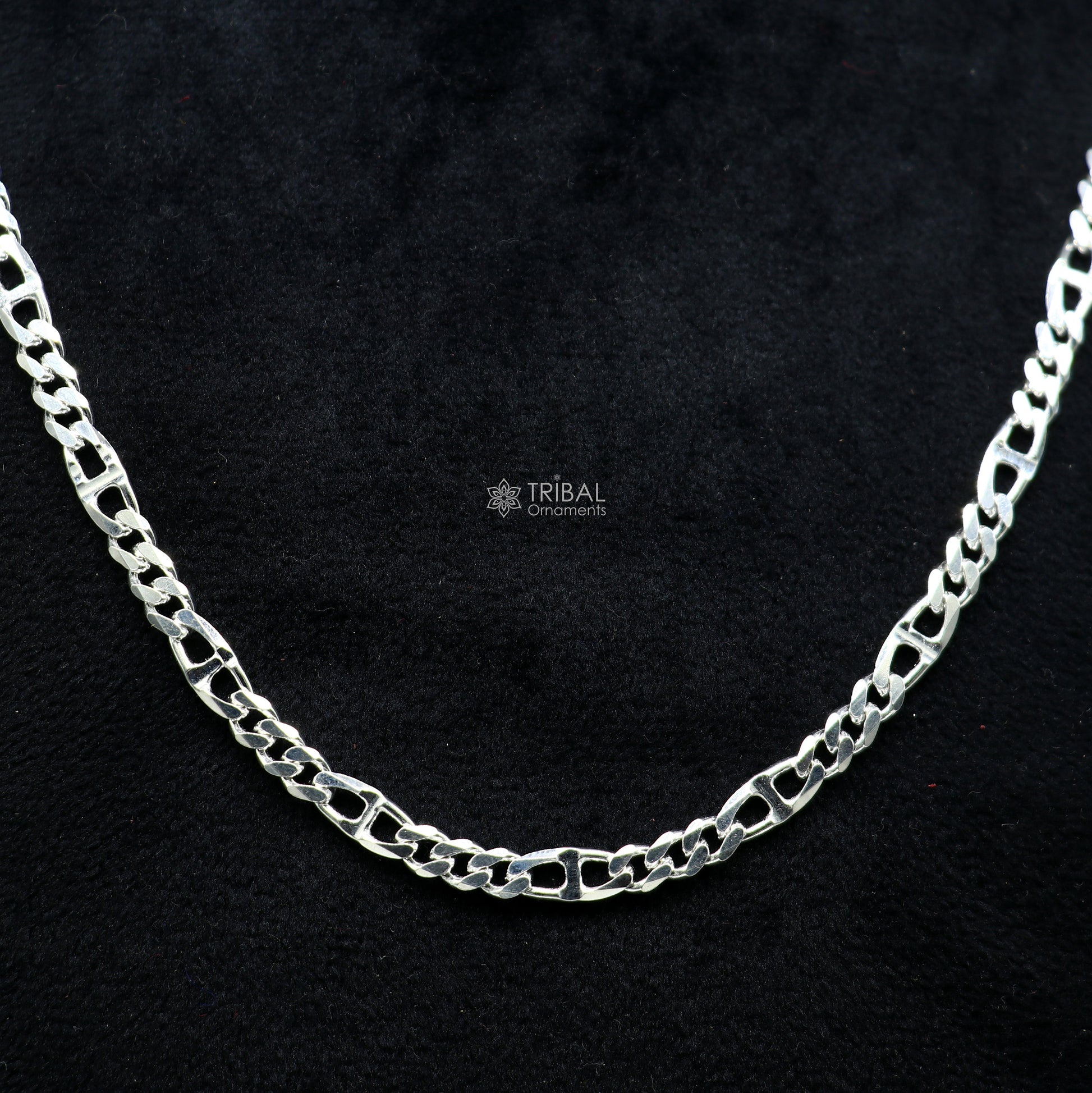 20" 4MM 925 sterling silver handmade solid fancy stylish silver chain necklace Nawabi chain best gifting jewelry from India ch244 - TRIBAL ORNAMENTS