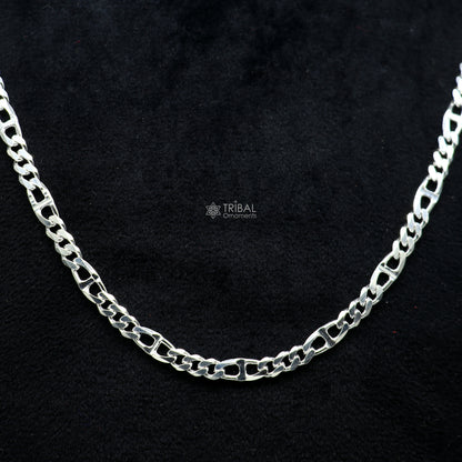 20-inch 4mm sterling silver Nawabi chain necklace by Tribal Ornaments, featuring a solid, stylish design for men's jewelry.