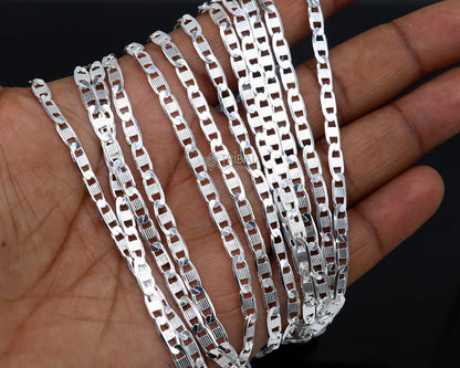 20-inch 4mm sterling silver fancy Nawabi-style chain necklace by Tribal Ornaments, stylish handmade men's jewelry, luxurious gift idea.