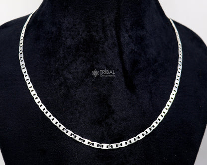 20-inch TRIBAL ORNAMENTS 925 sterling silver fancy Nawabi style chain for men, handmade solid silver jewelry, stylish gift accessory