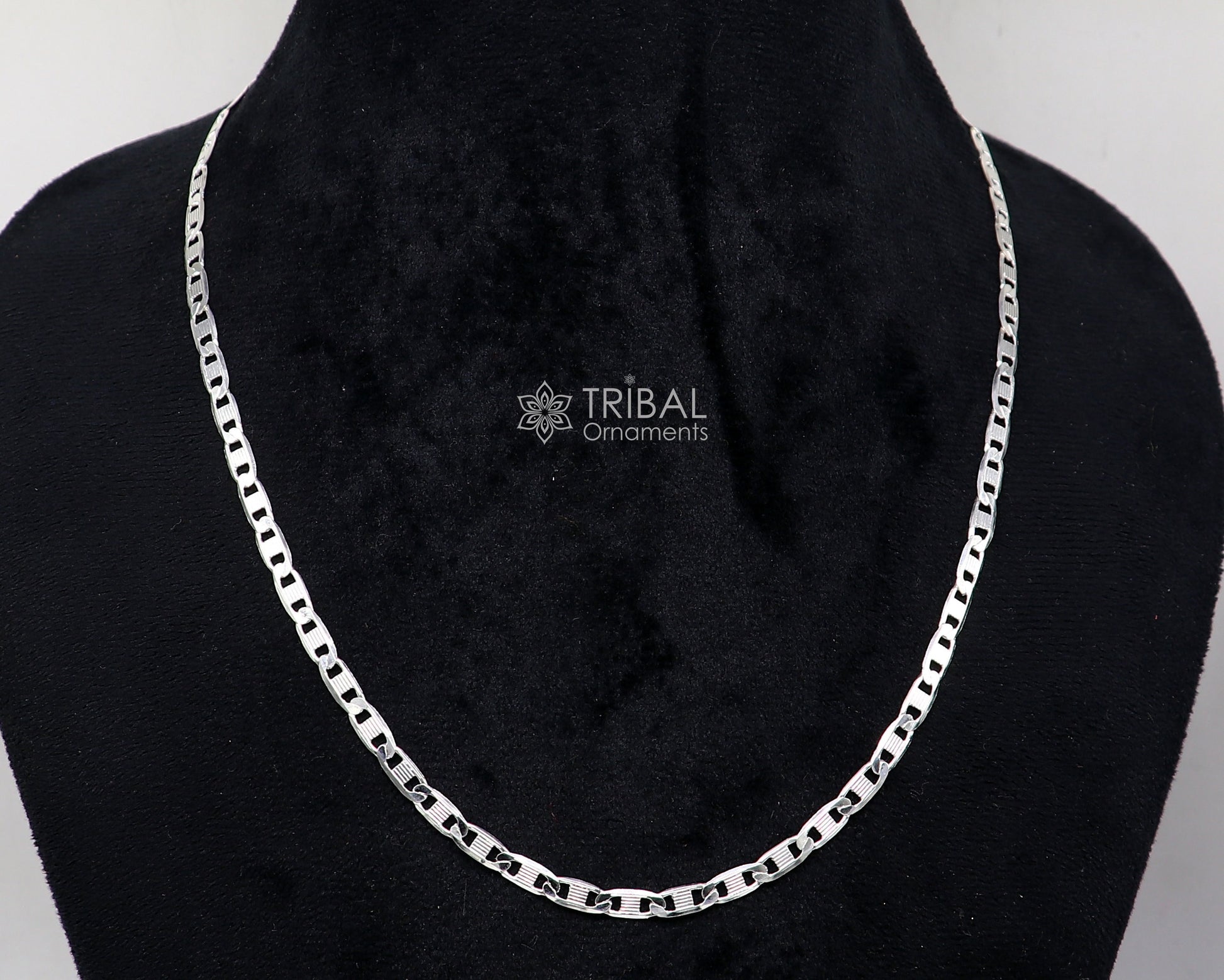 20" 4MM 925 sterling silver handmade solid fancy stylish silver chain necklace nawabi Luxury chain best gifting jewelry from India ch236 - TRIBAL ORNAMENTS