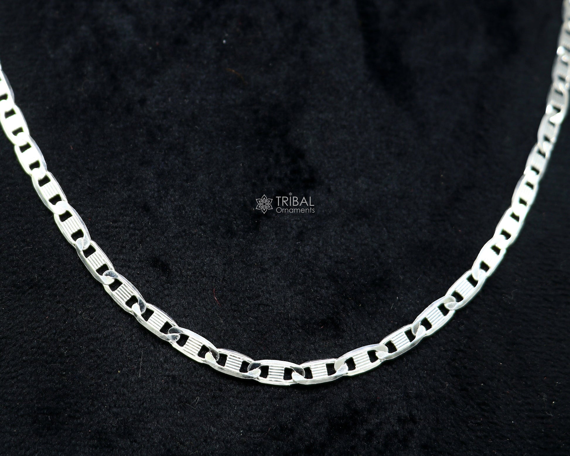 20" 4MM 925 sterling silver handmade solid fancy stylish silver chain necklace nawabi Luxury chain best gifting jewelry from India ch236 - TRIBAL ORNAMENTS