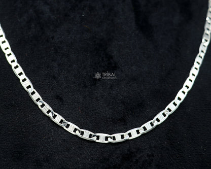 20-inch 4mm sterling silver fancy Nawabi chain by Tribal Ornaments, stylish handmade jewelry for men, luxury silver necklace.