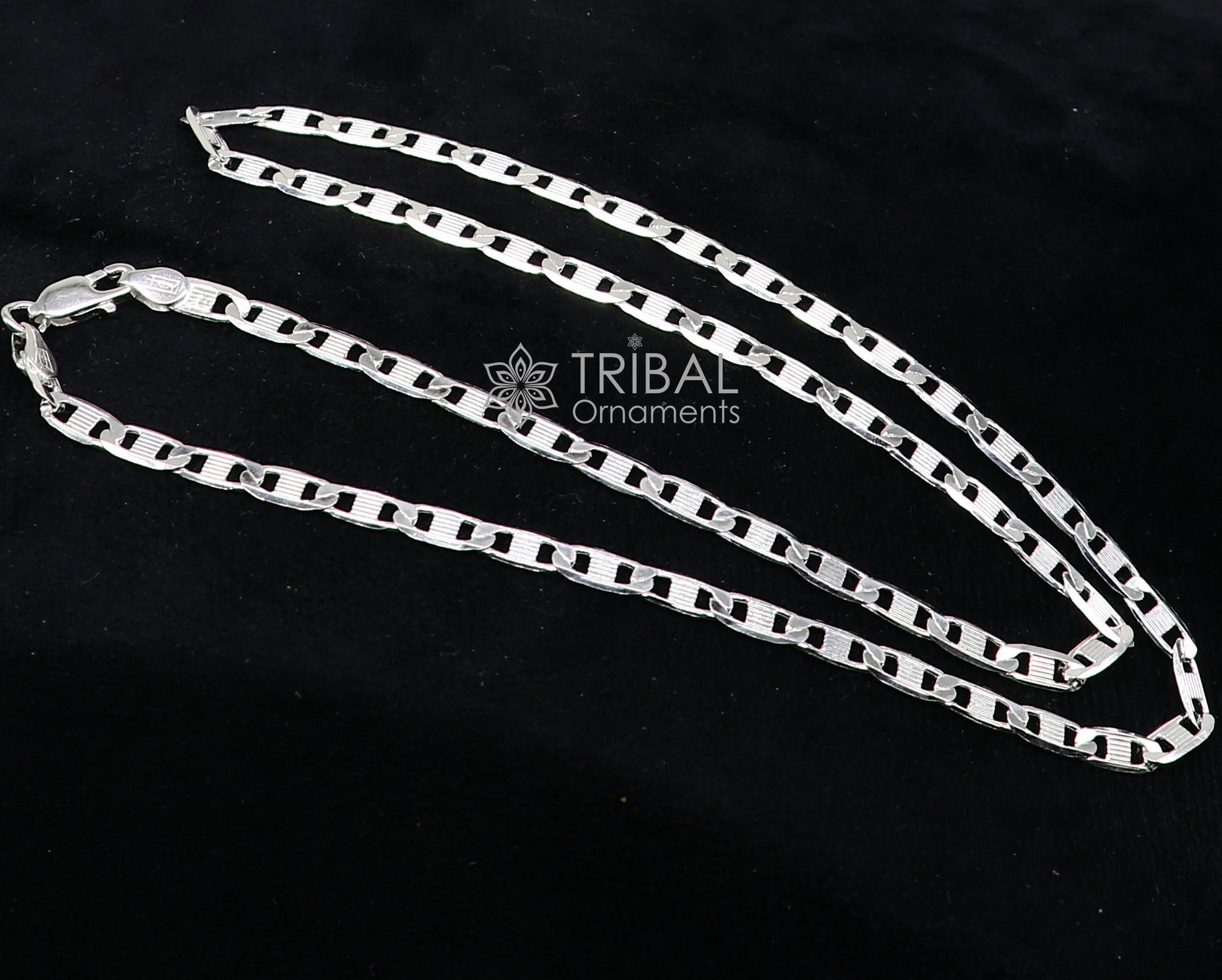 20" 4MM 925 sterling silver handmade solid fancy stylish silver chain necklace nawabi Luxury chain best gifting jewelry from India ch236 - TRIBAL ORNAMENTS