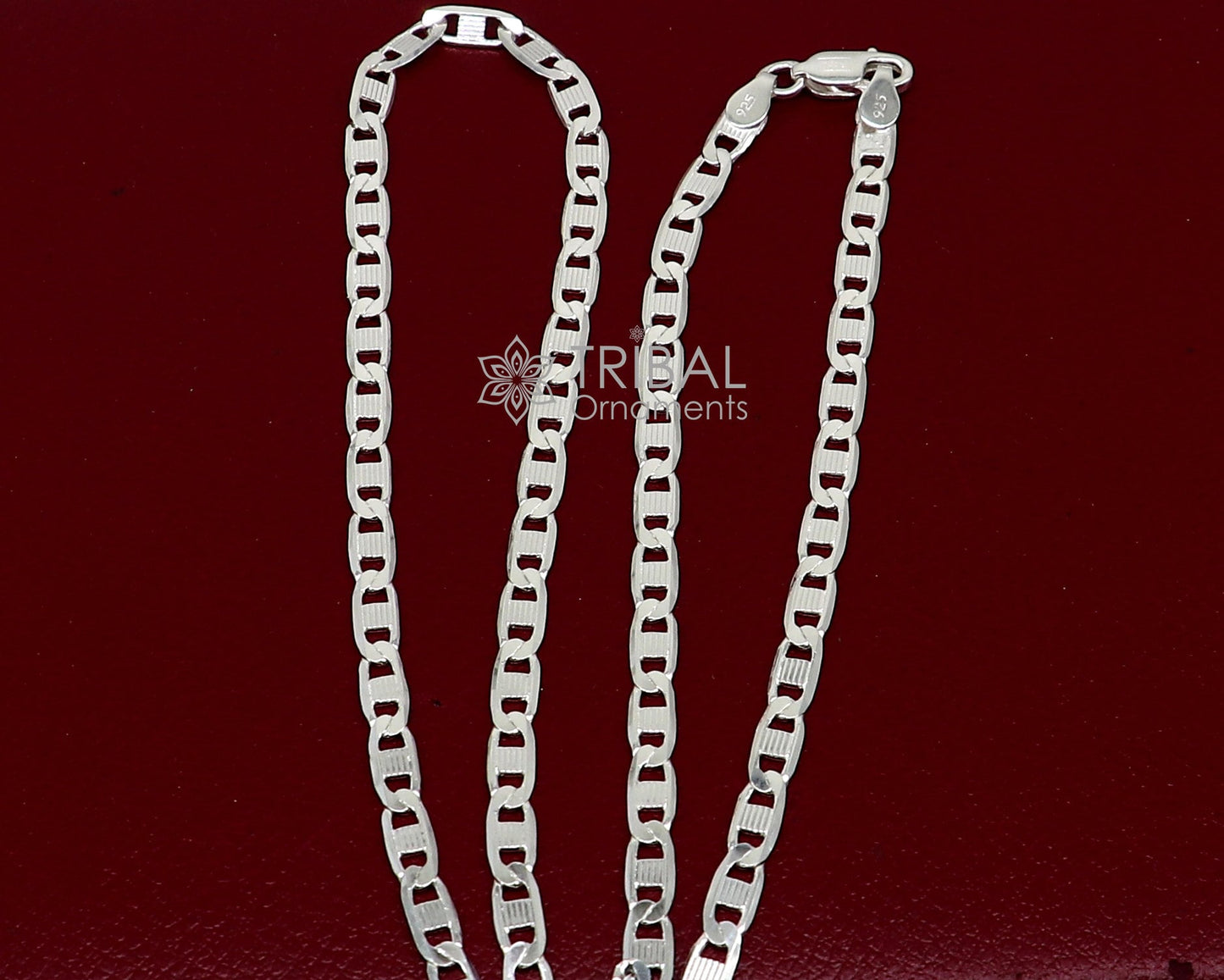 20" 4MM 925 sterling silver handmade solid fancy stylish silver chain necklace nawabi Luxury chain best gifting jewelry from India ch236 - TRIBAL ORNAMENTS
