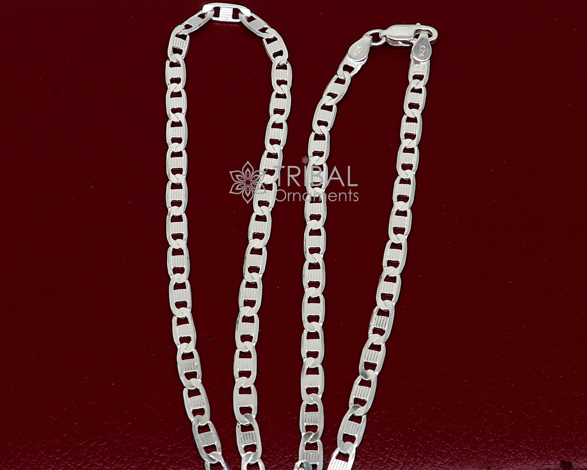 20" 4MM 925 sterling silver handmade solid fancy stylish silver chain necklace nawabi Luxury chain best gifting jewelry from India ch236 - TRIBAL ORNAMENTS
