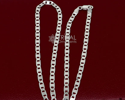 20-inch 4mm sterling silver Nawabi style chain necklace by TRIBAL ORNAMENTS, handmade, solid, fancy design, ideal for men's jewelry.