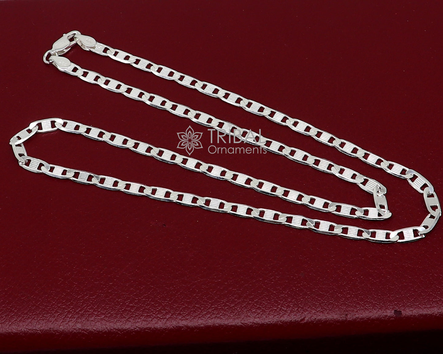 20" 4MM 925 sterling silver handmade solid fancy stylish silver chain necklace nawabi Luxury chain best gifting jewelry from India ch236 - TRIBAL ORNAMENTS