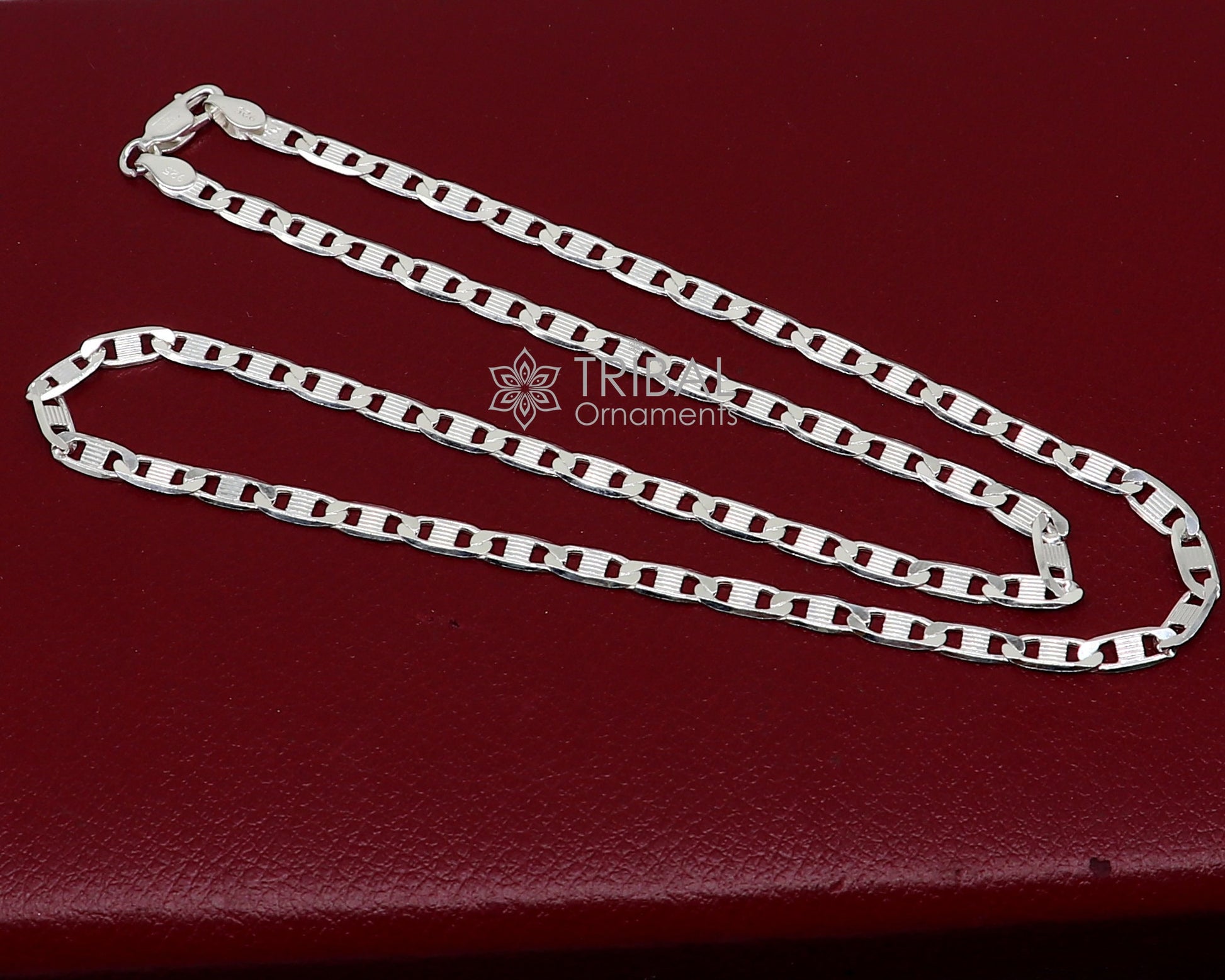 20" 4MM 925 sterling silver handmade solid fancy stylish silver chain necklace nawabi Luxury chain best gifting jewelry from India ch236 - TRIBAL ORNAMENTS