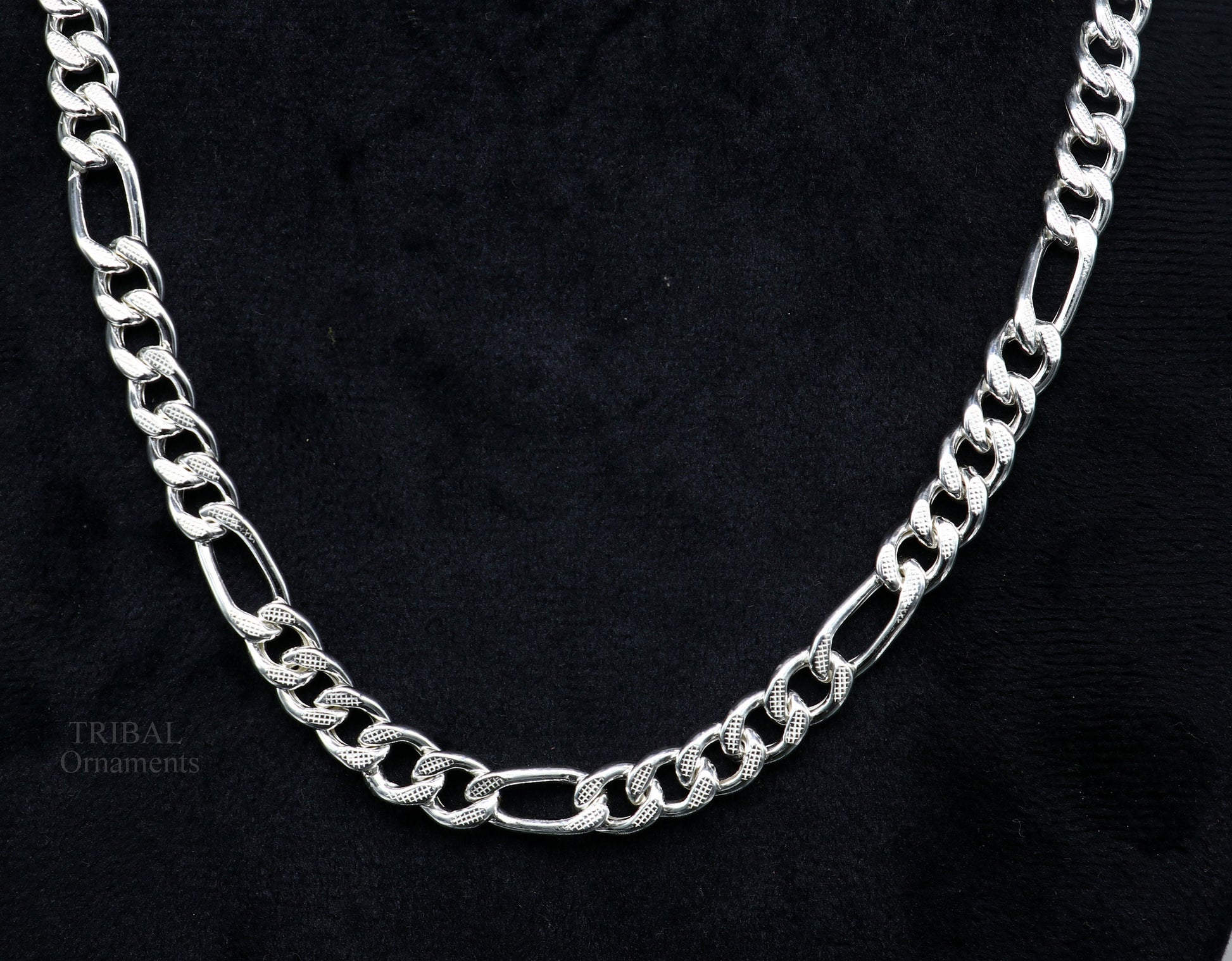 20.5" 925 sterling silver 5mm handmade amazing Figaro chain necklace excellent gifting jewelry, new fancy style men's chain necklace  nch338 - TRIBAL ORNAMENTS