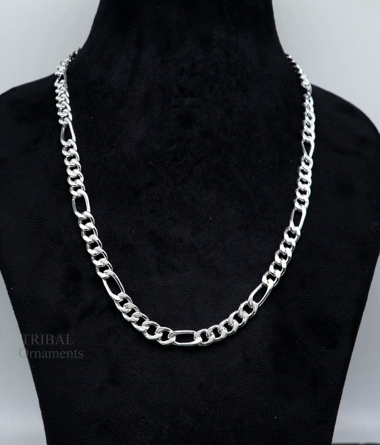 20.5" 925 sterling silver 5mm handmade amazing Figaro chain necklace excellent gifting jewelry, new fancy style men's chain necklace  nch338 - TRIBAL ORNAMENTS