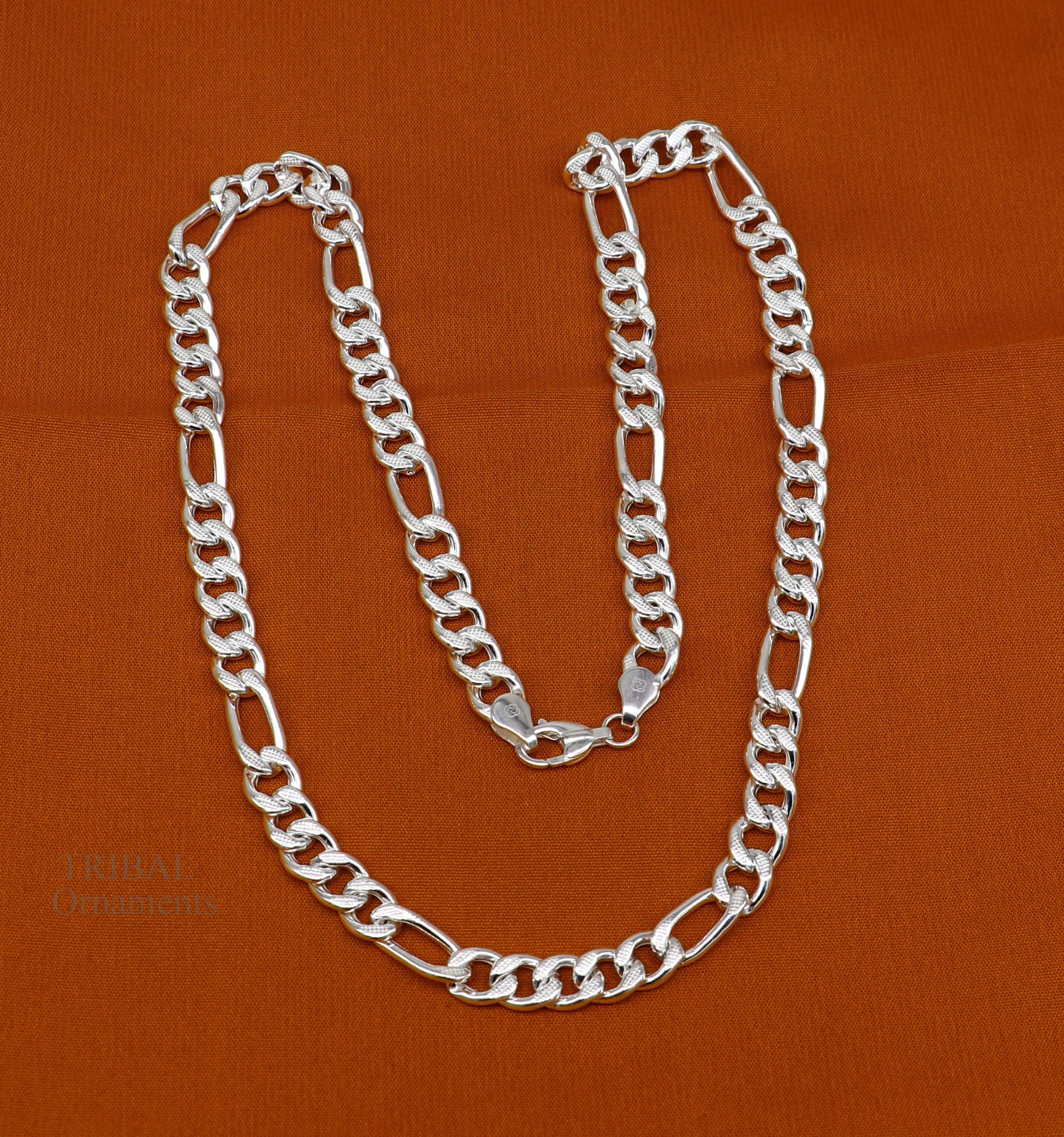 20.5" 925 sterling silver 5mm handmade amazing Figaro chain necklace excellent gifting jewelry, new fancy style men's chain necklace  nch338 - TRIBAL ORNAMENTS