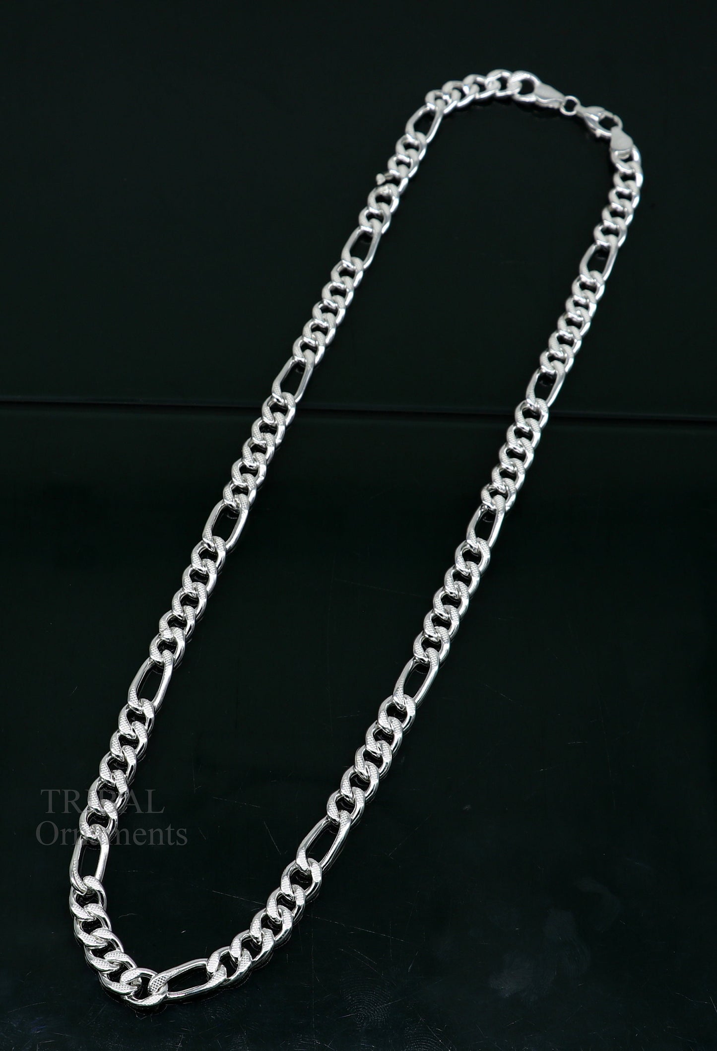 20.5" 925 sterling silver 5mm handmade amazing Figaro chain necklace excellent gifting jewelry, new fancy style men's chain necklace  nch338 - TRIBAL ORNAMENTS