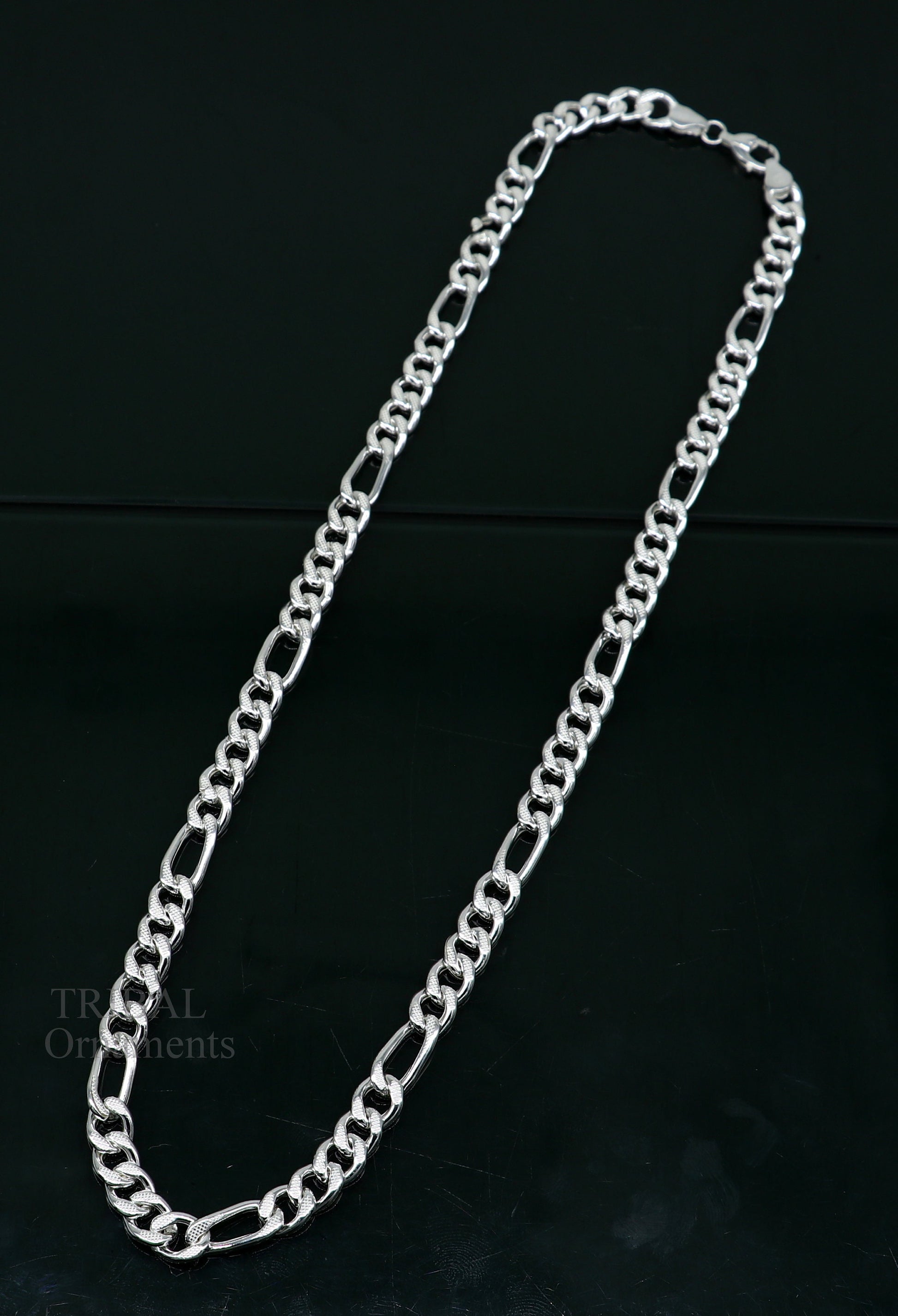 20.5" 925 sterling silver 5mm handmade amazing Figaro chain necklace excellent gifting jewelry, new fancy style men's chain necklace  nch338 - TRIBAL ORNAMENTS