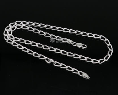 925 sterling silver trendy chain necklace by Tribal Ornaments, featuring a stylish handmade design for men's and women's jewelry.